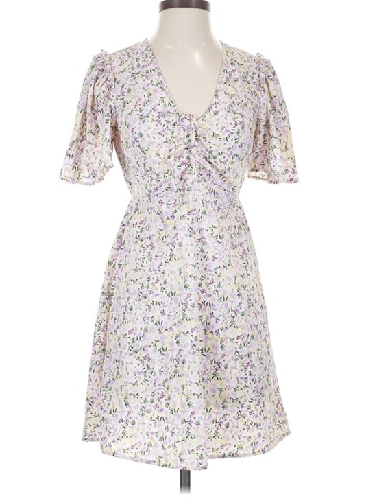 Vero Moda Dresses & Skirts - Vero Moda women's "Jeyne" Lavender/Yellow Floral Print Dress On White - Size XS